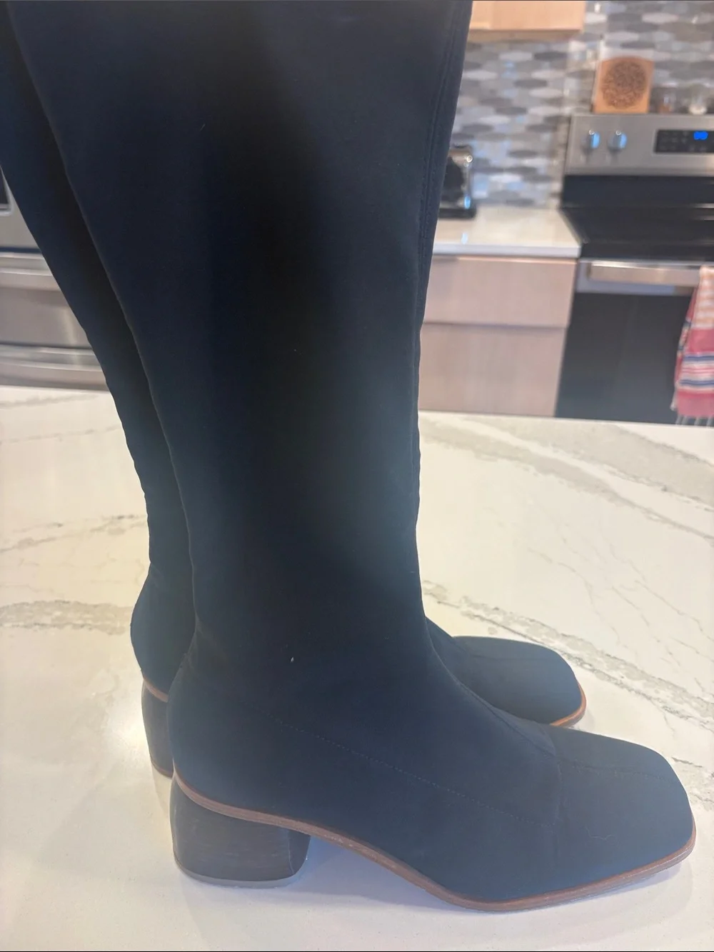 Paloma Wool Black Over-the-Knee Stretch Sock Boots